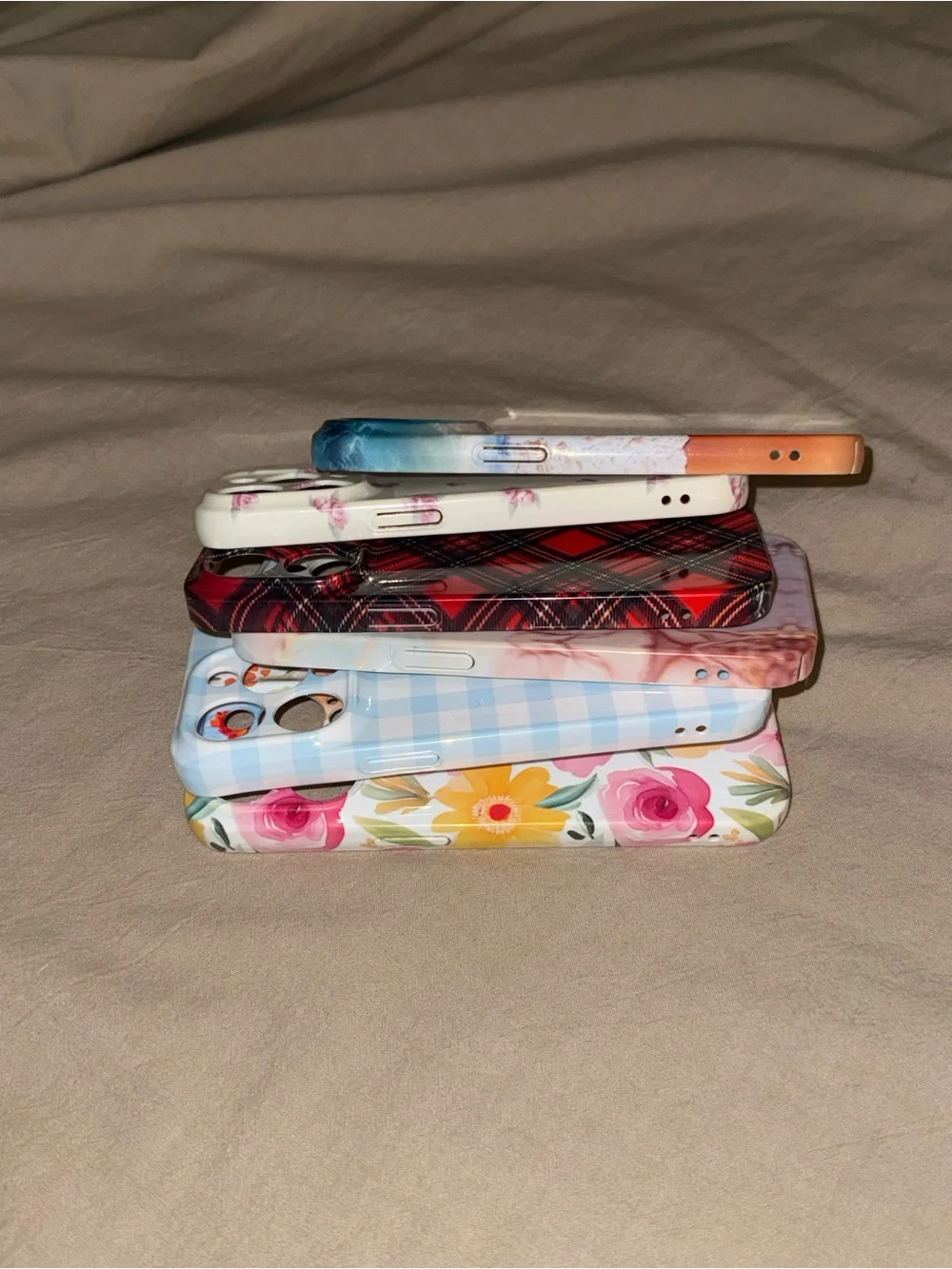 iPhone 15 Pro Max Hard Glossy Cases Bundle 6 iPhone Floral Plaid Beach and more